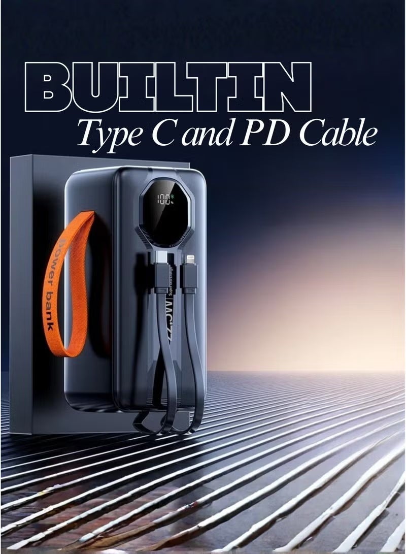 ELTRAZONE N60 Power Bank 50000mAh with 22.5W Ultra Fast Charging | Built-in Type-C & Lightning Cables, Digital LED Display, 4 USB + 2 PD Ports | High-Capacity Portable Charger for Travel & Home – Black - Image 2